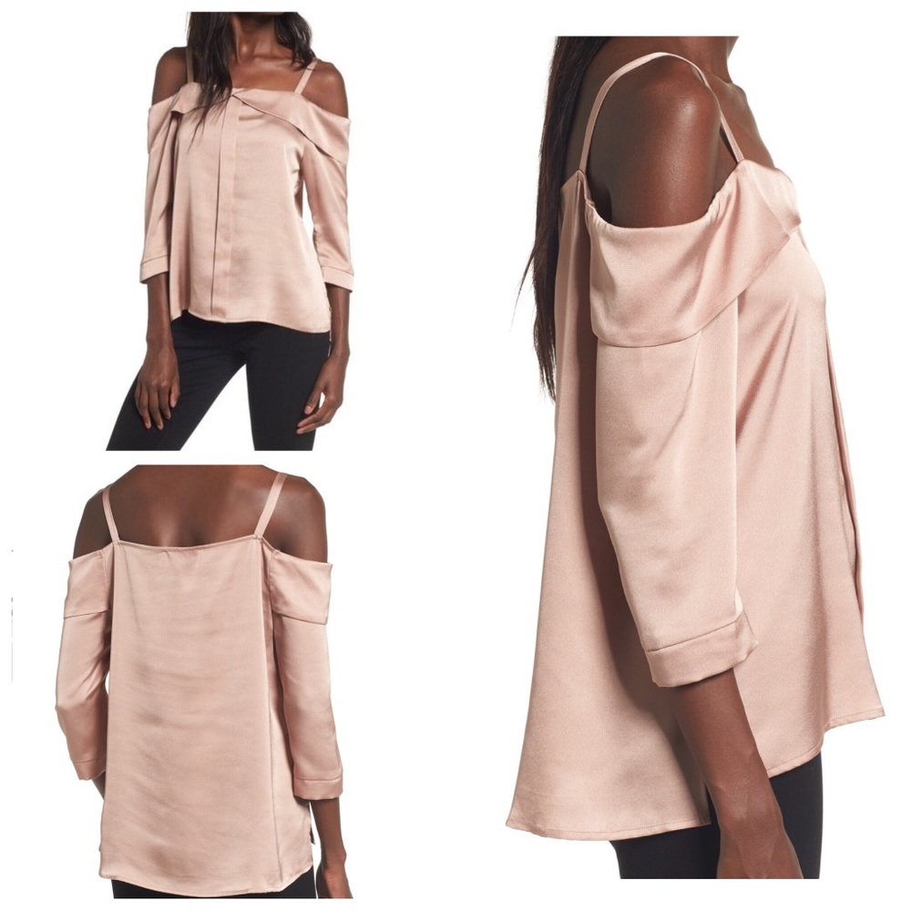 Elodie Satin Off the Shoulder Top